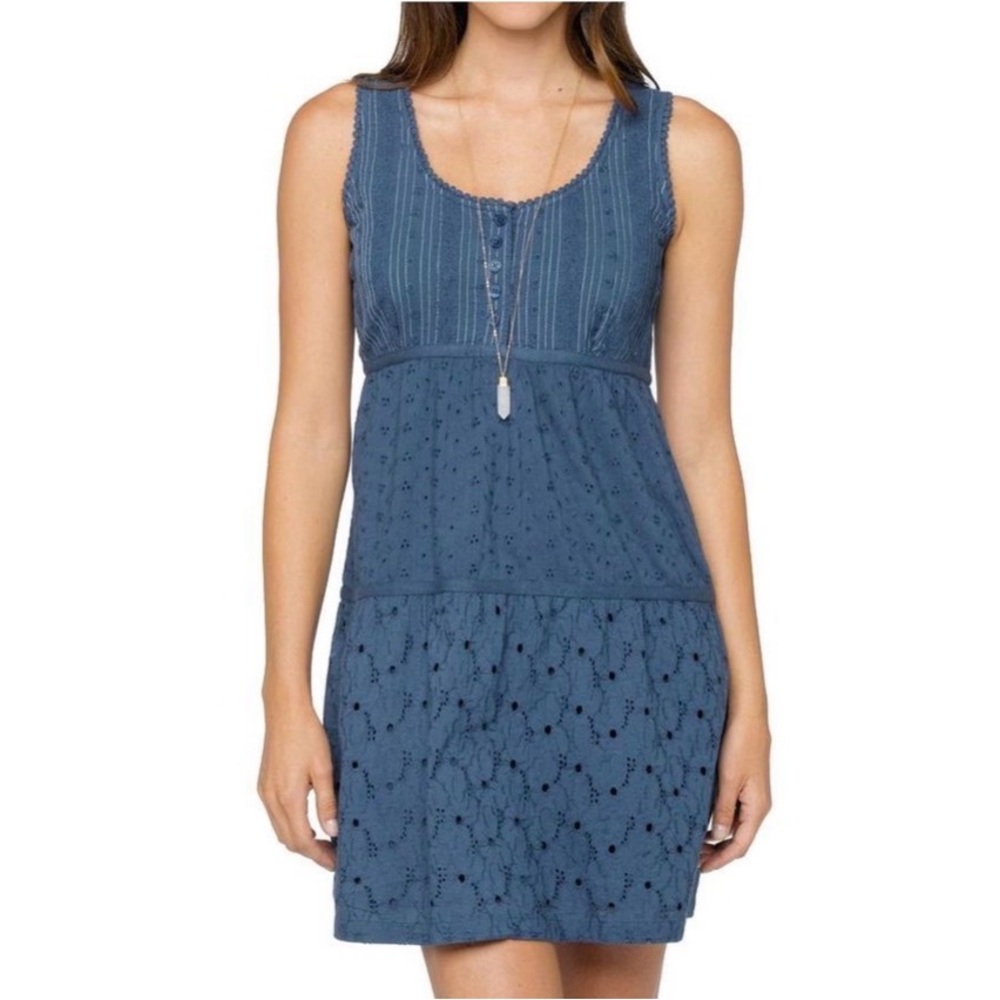Prana Small Kendal Mini Boho Dress Eyelets 100% Cotton